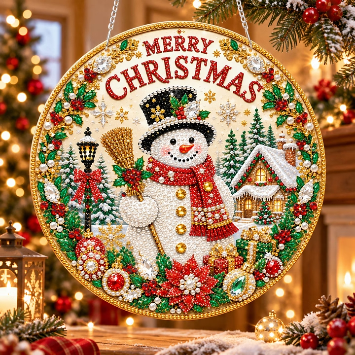(Christmas car)DIY Pearl Diamond Painting Special Shaped Acrylic Ornament Kit Pearl Art Hanging Decoration for Home & Gifts