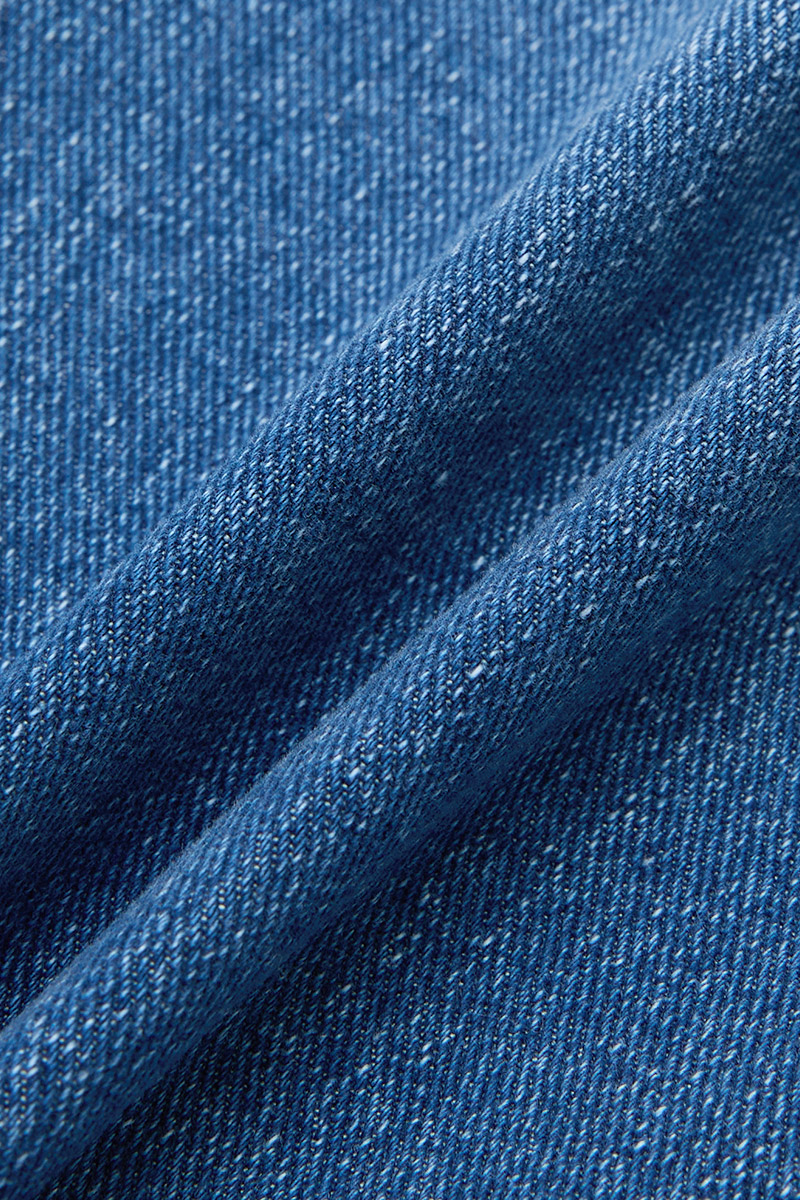 Wash Stitch Detail High Waist Denim Bermuda Shorts