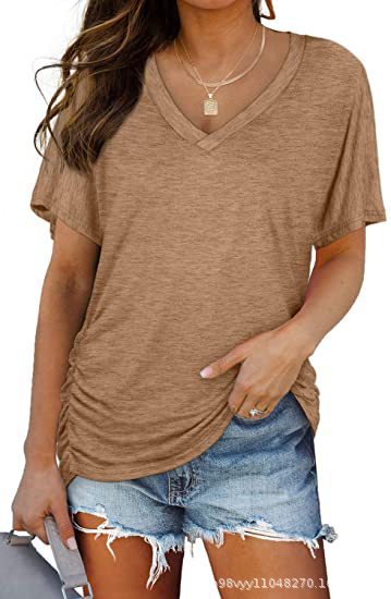 Drapiva Side-Pleat V-Neck Tee