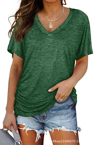 Drapiva Side-Pleat V-Neck Tee