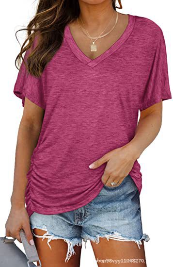 Drapiva Side-Pleat V-Neck Tee