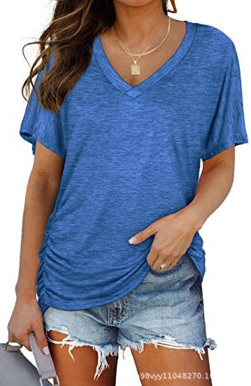 Drapiva Side-Pleat V-Neck Tee
