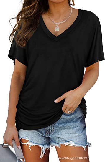 Drapiva Side-Pleat V-Neck Tee