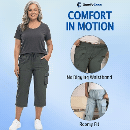 ComfyEase - Women Lightweight Cargo Capri Hiking Cropped Pants