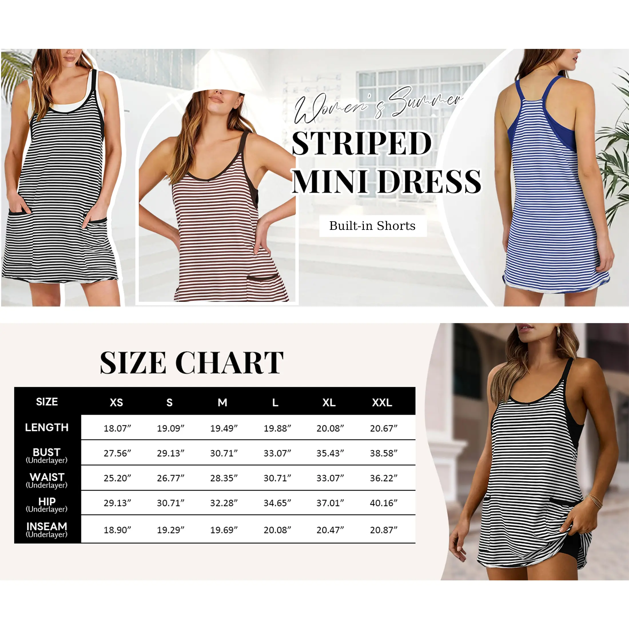 Women's Summer Sleeveless 4th Of July Striped Mini Dress with - product image 9