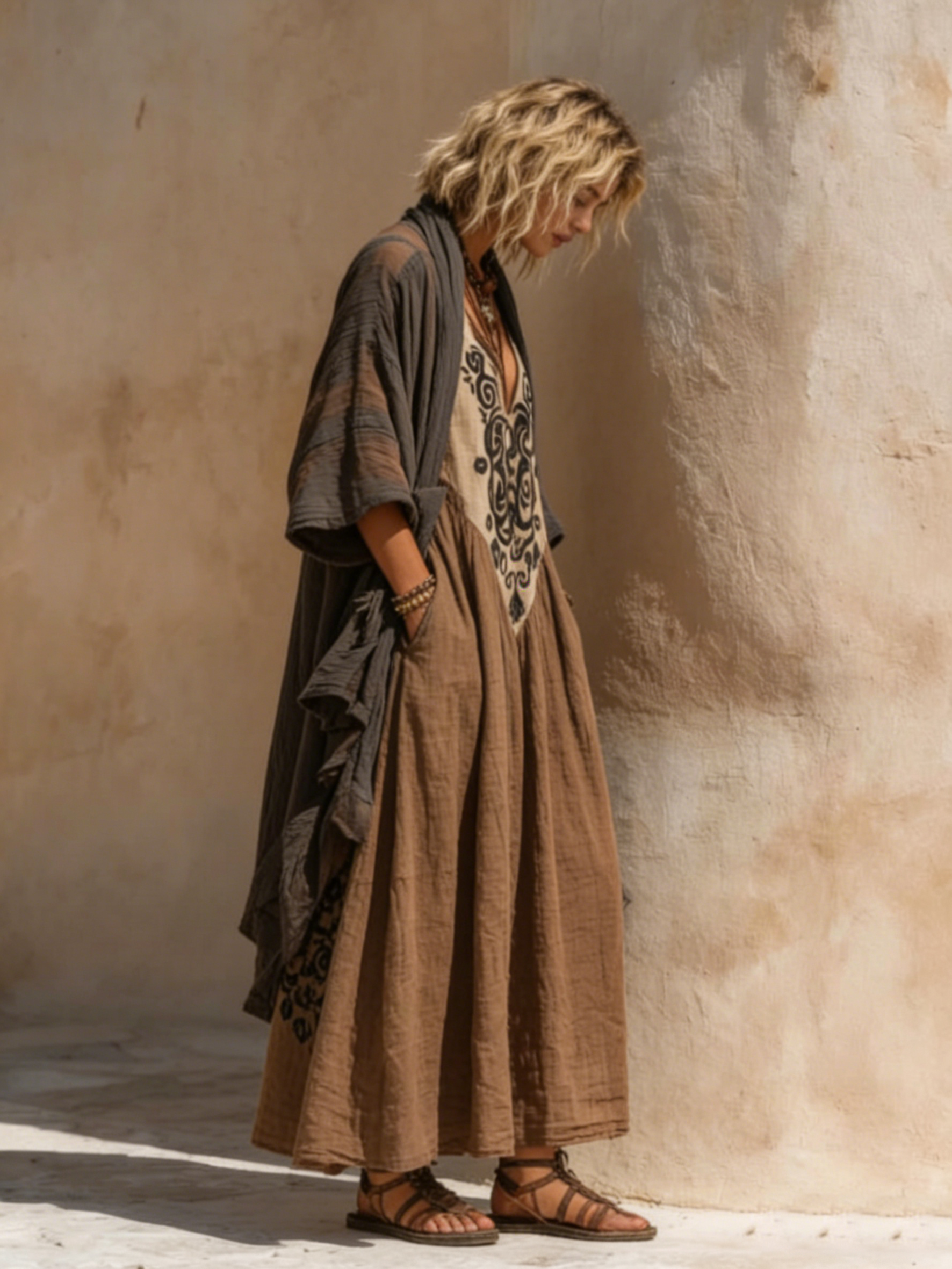 Boho Retro Loose Linen Cotton Two-piece Set - product image 4