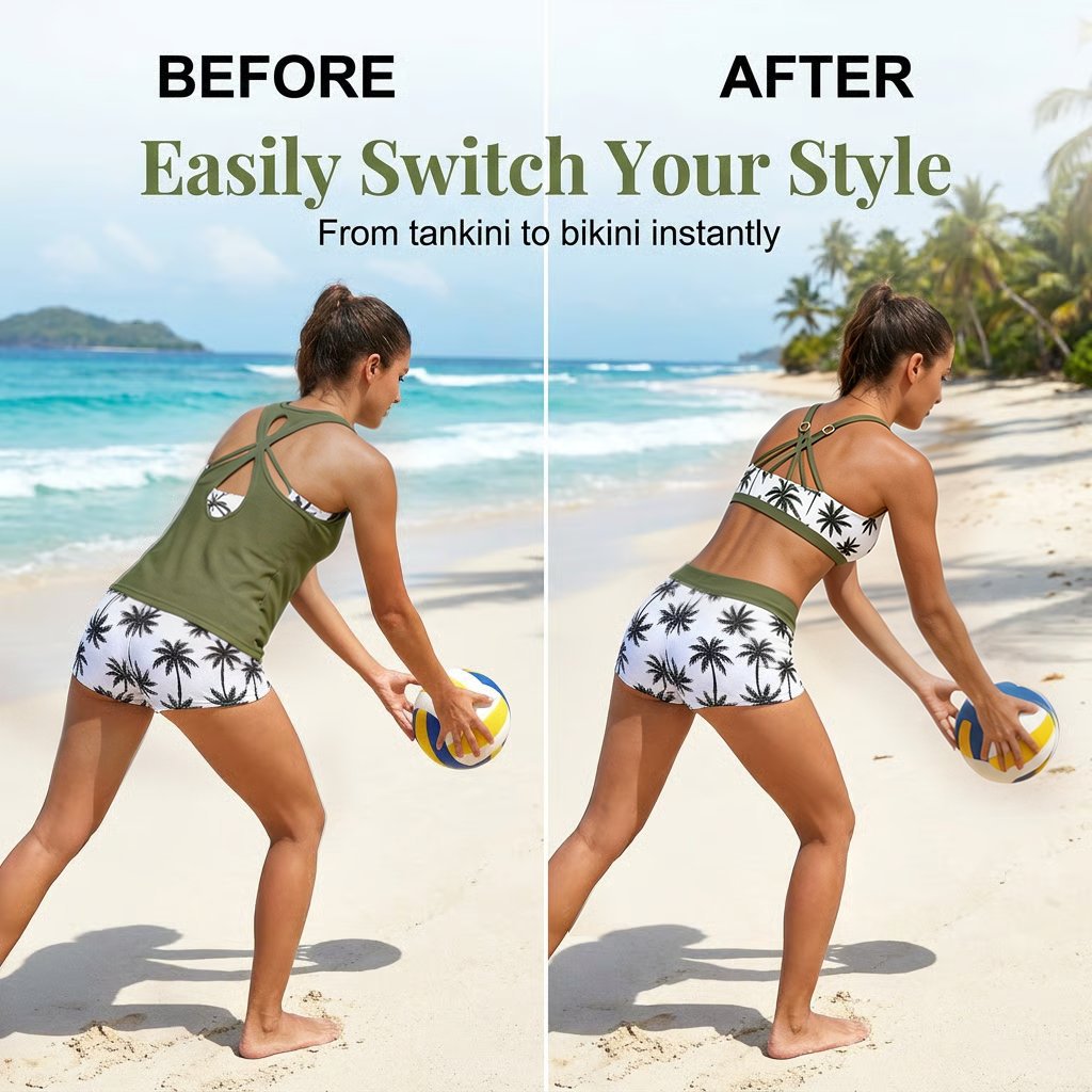 ⏰LAST DAY 49% OFF - 3 Piece Tankini with Shorts 🔥