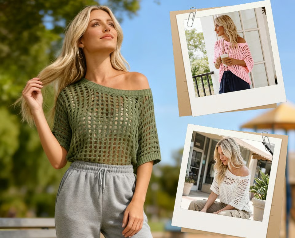 Cooling Beach Cover-Up, Light, airy coverage for beach days and summer layering.