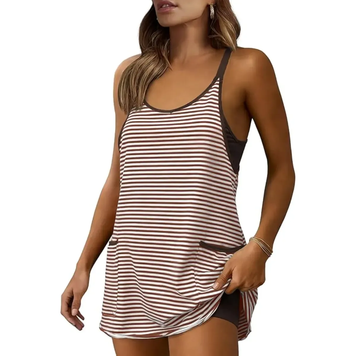 Women's Summer Sleeveless 4th Of July Striped Mini Dress with - product image 15
