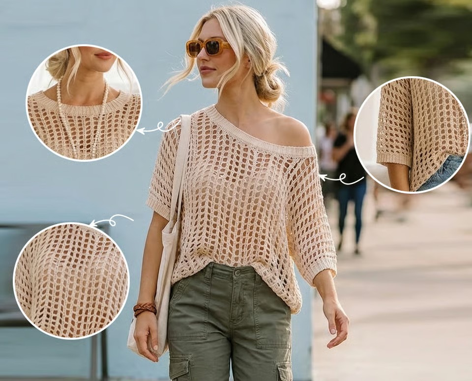 Cooling Beach Cover-Up, Light, airy coverage for beach days and summer layering.
