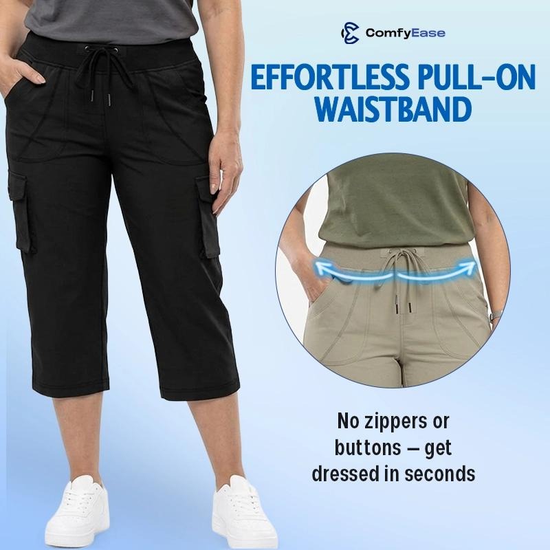 ComfyEase - Women Lightweight Cargo Capri Hiking Cropped Pants