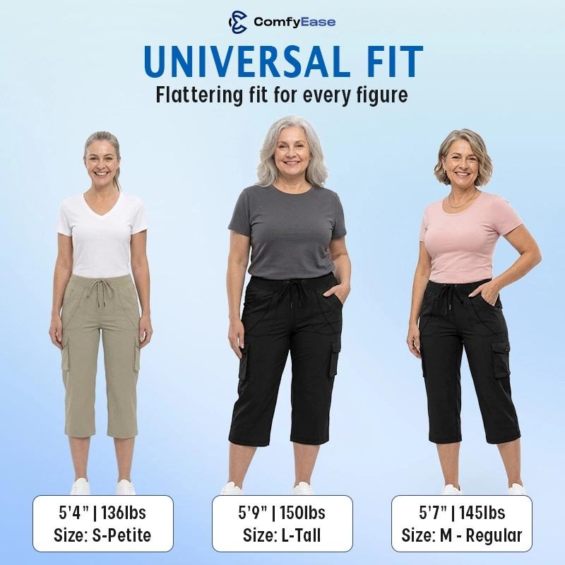 ComfyEase - Women Lightweight Cargo Capri Hiking Cropped Pants