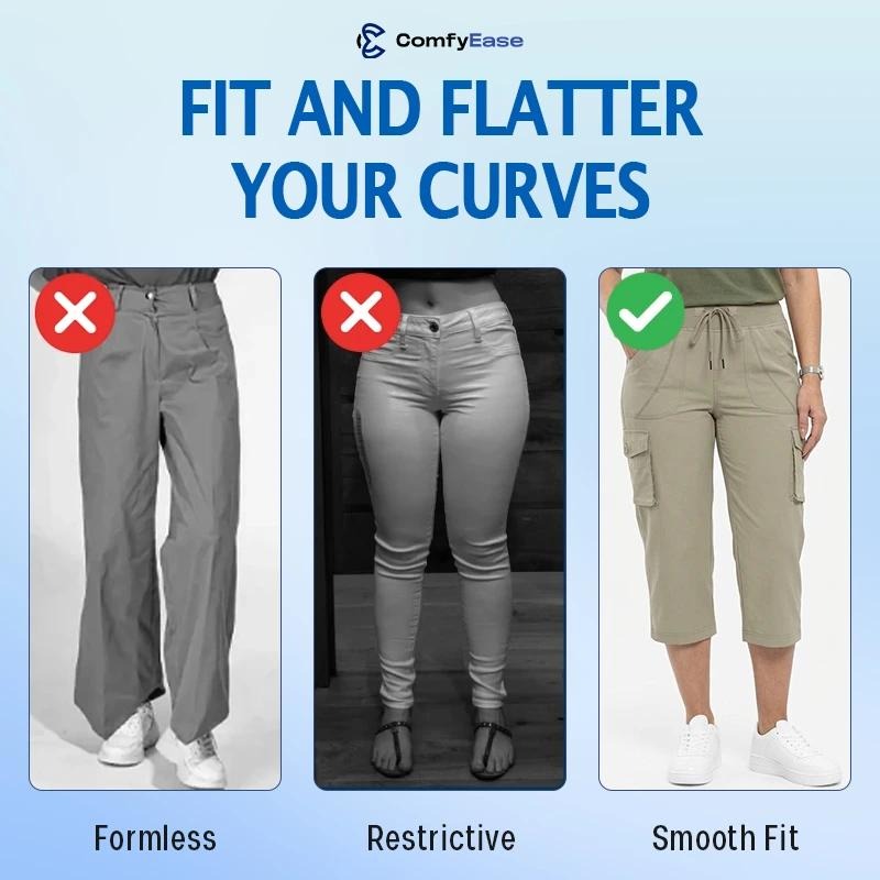 ComfyEase - Women Lightweight Cargo Capri Hiking Cropped Pants