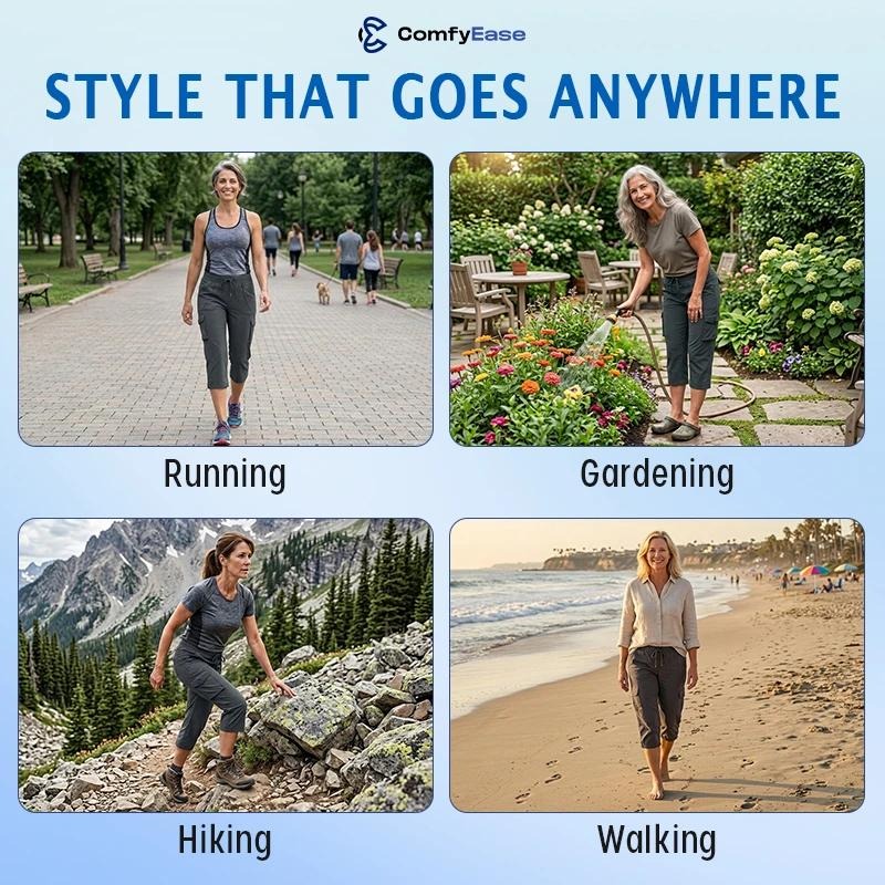 ComfyEase - Women Lightweight Cargo Capri Hiking Cropped Pants