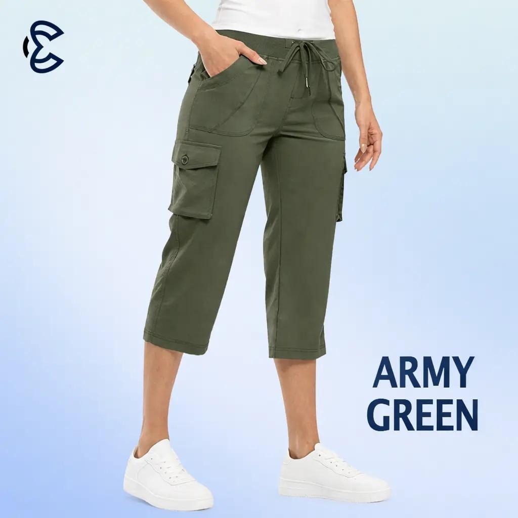 ComfyEase - Women Lightweight Cargo Capri Hiking Cropped Pants