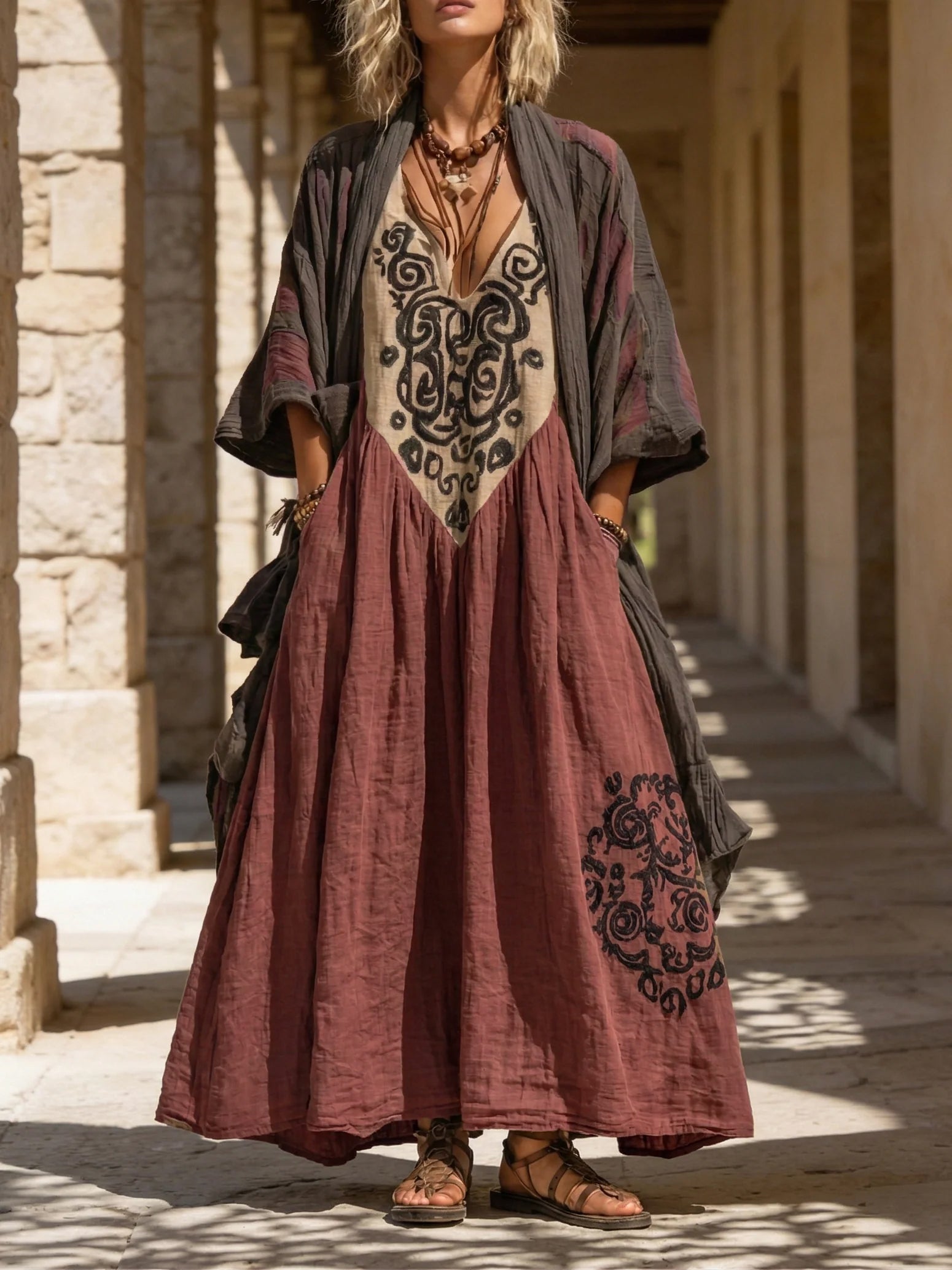 Boho Retro Loose Linen Cotton Two-piece Set - product image 5