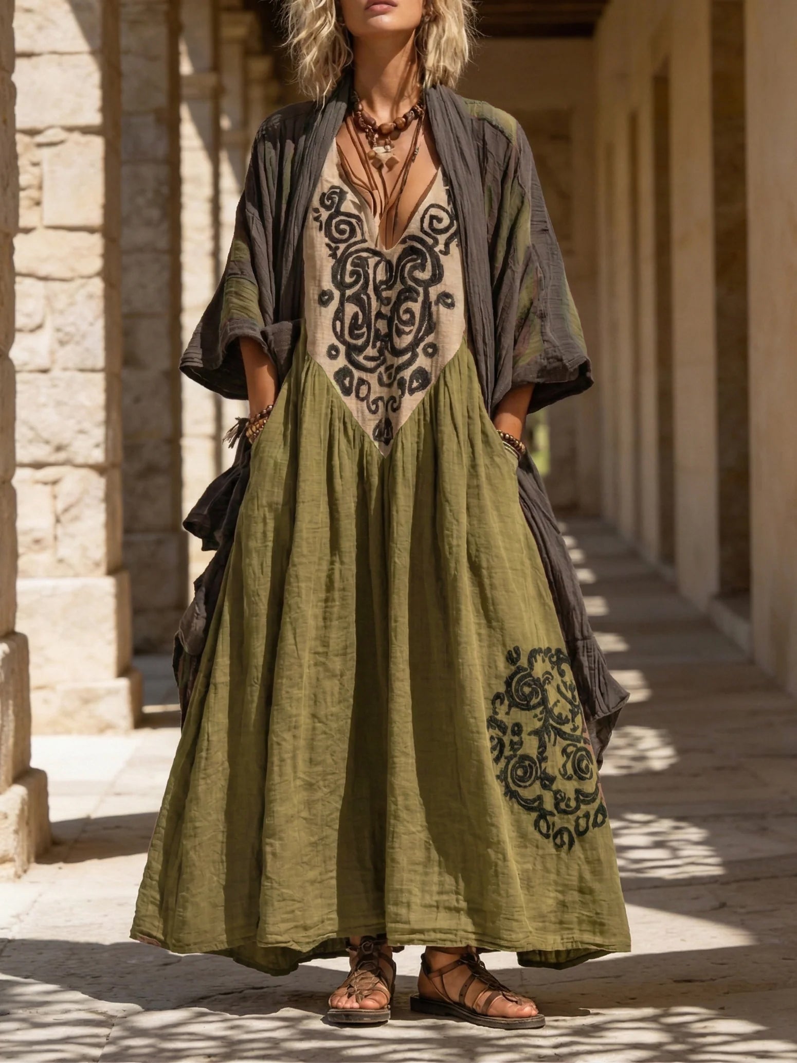 Boho Retro Loose Linen Cotton Two-piece Set - product image 6
