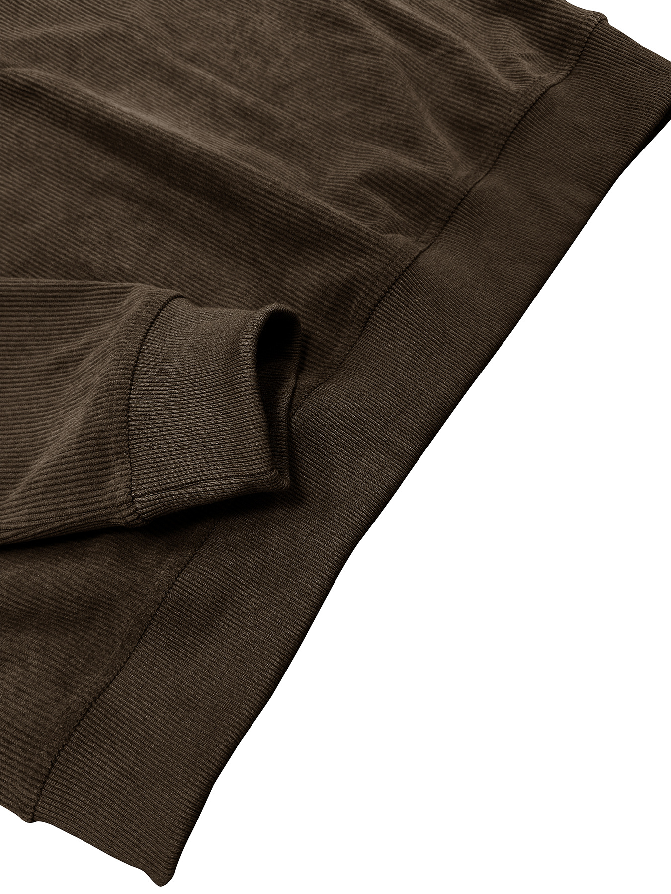 Ribbed cuff and hem detail