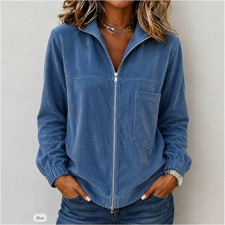 Women's Washed Corduroy Zip-Front Jacket