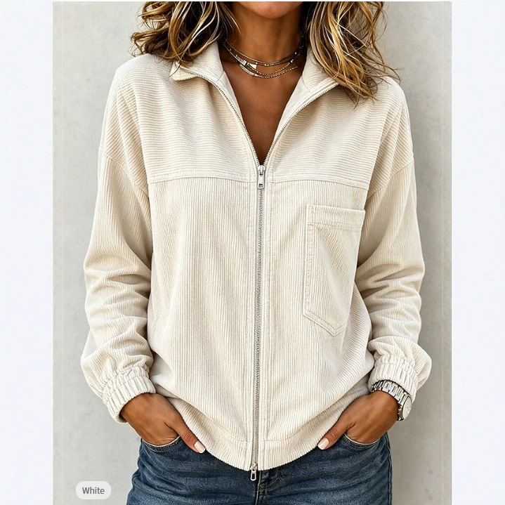Women's Washed Corduroy Zip-Front Jacket