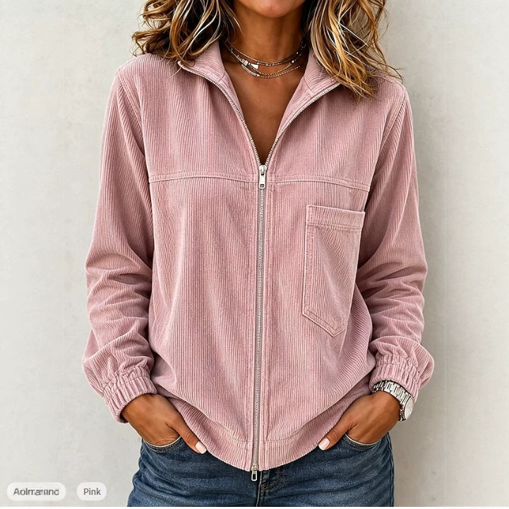 Women's Washed Corduroy Zip-Front Jacket