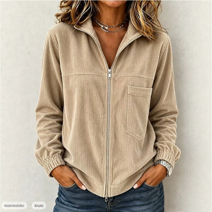 Women's Washed Corduroy Zip-Front Jacket