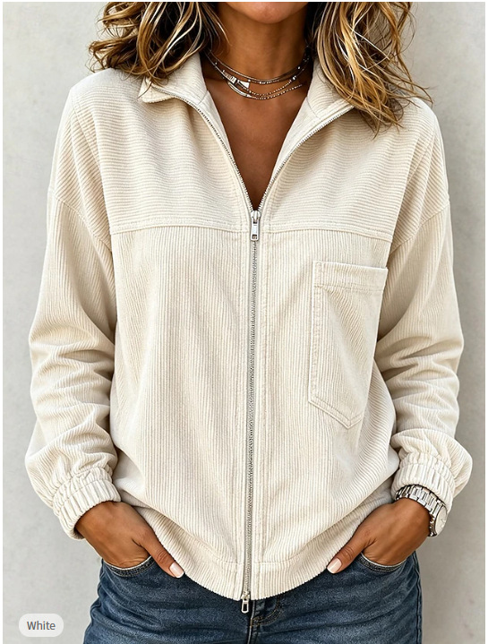 Women's Washed Corduroy Zip-Front Jacket