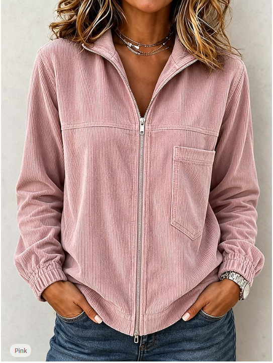 Women's Washed Corduroy Zip-Front Jacket