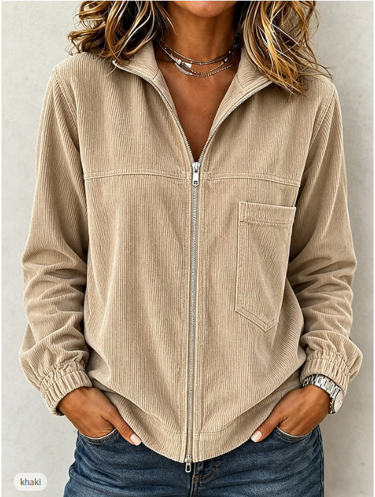 Women's Washed Corduroy Zip-Front Jacket