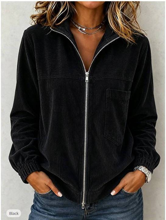 Women's Washed Corduroy Zip-Front Jacket