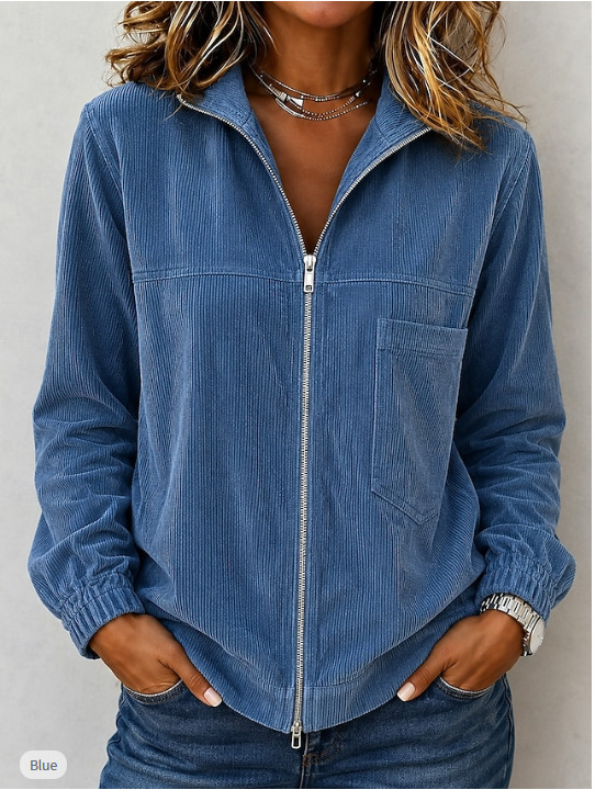 Women's Washed Corduroy Zip-Front Jacket