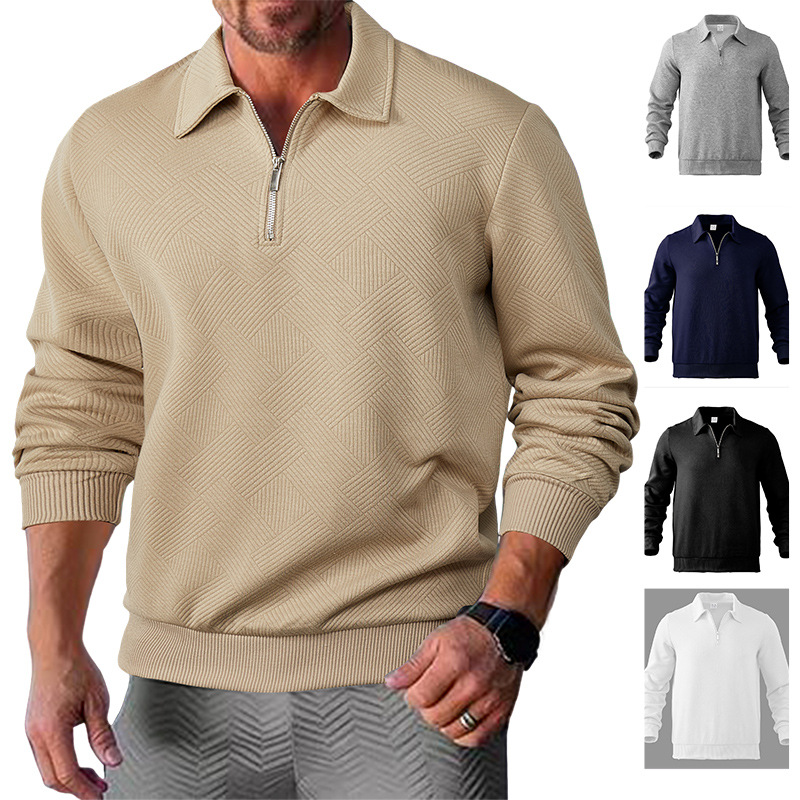 Men's Textured Half-Zip Polo Sweatshirt