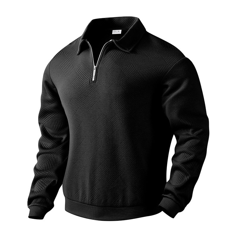 Men's Textured Half-Zip Polo Sweatshirt