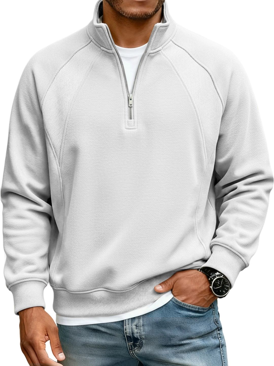 Men's Half-Zip Stand-Collar Sweatshirt