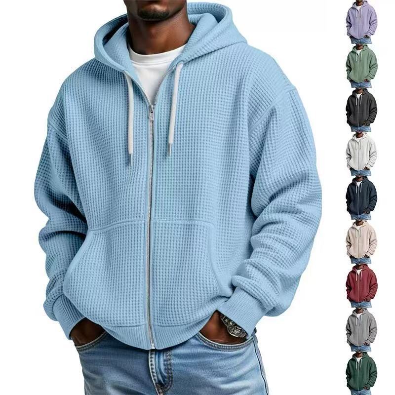Men's Heavyweight Waffle-Knit Zip-Up Hoodie