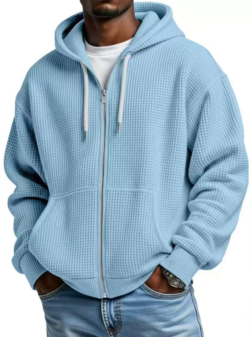 Men's Heavyweight Waffle-Knit Zip-Up Hoodie