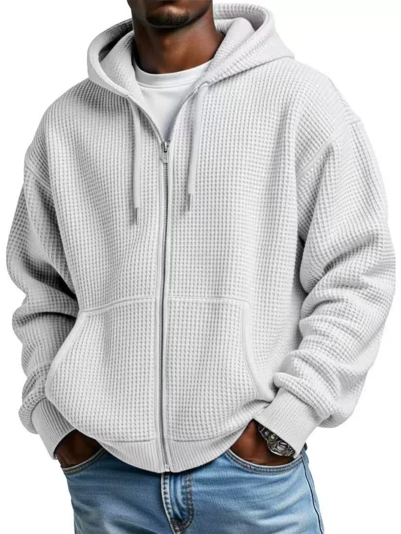 Men's Heavyweight Waffle-Knit Zip-Up Hoodie