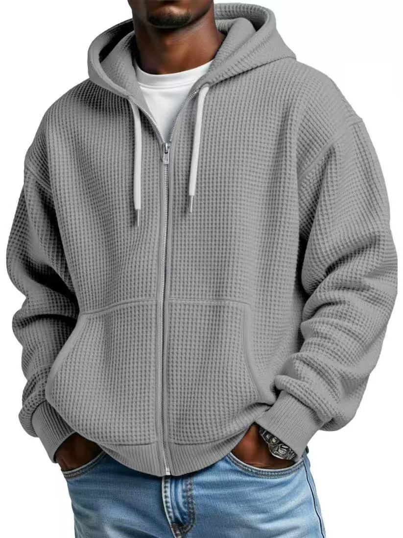 Men's Heavyweight Waffle-Knit Zip-Up Hoodie