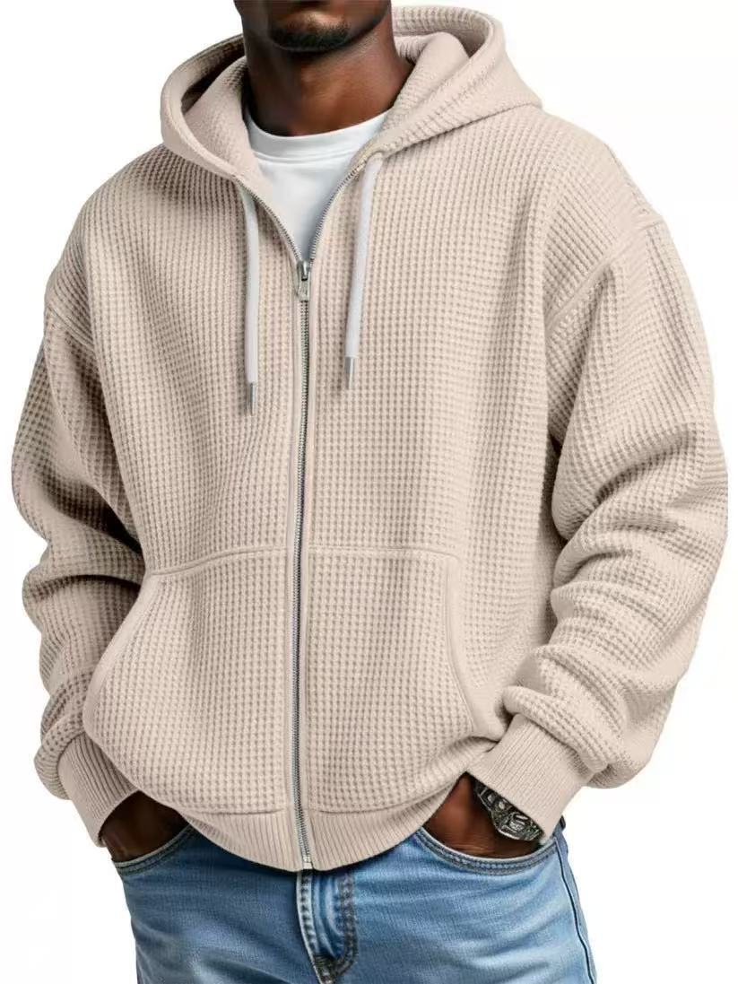 Men's Heavyweight Waffle-Knit Zip-Up Hoodie