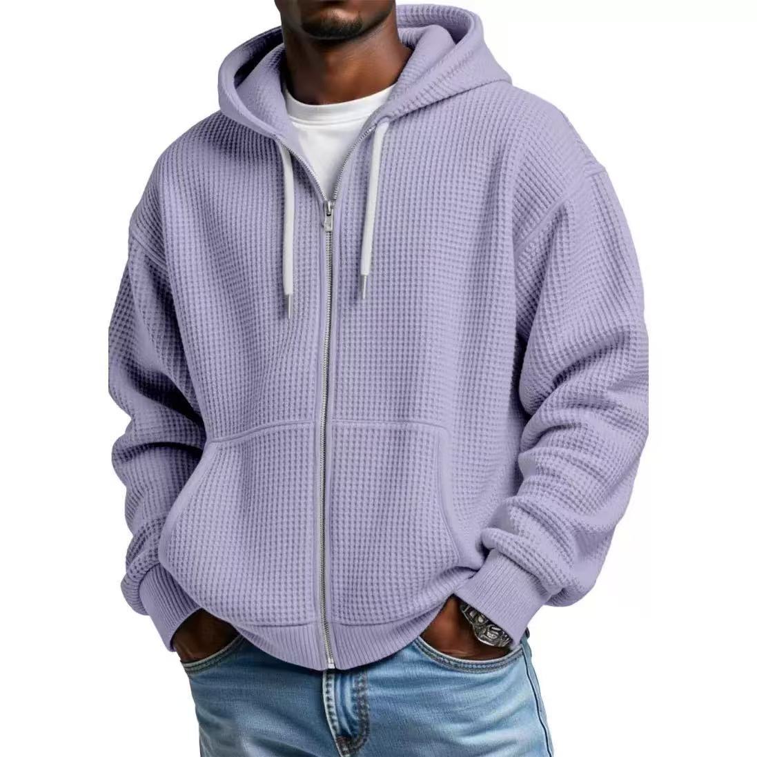 Men's Heavyweight Waffle-Knit Zip-Up Hoodie