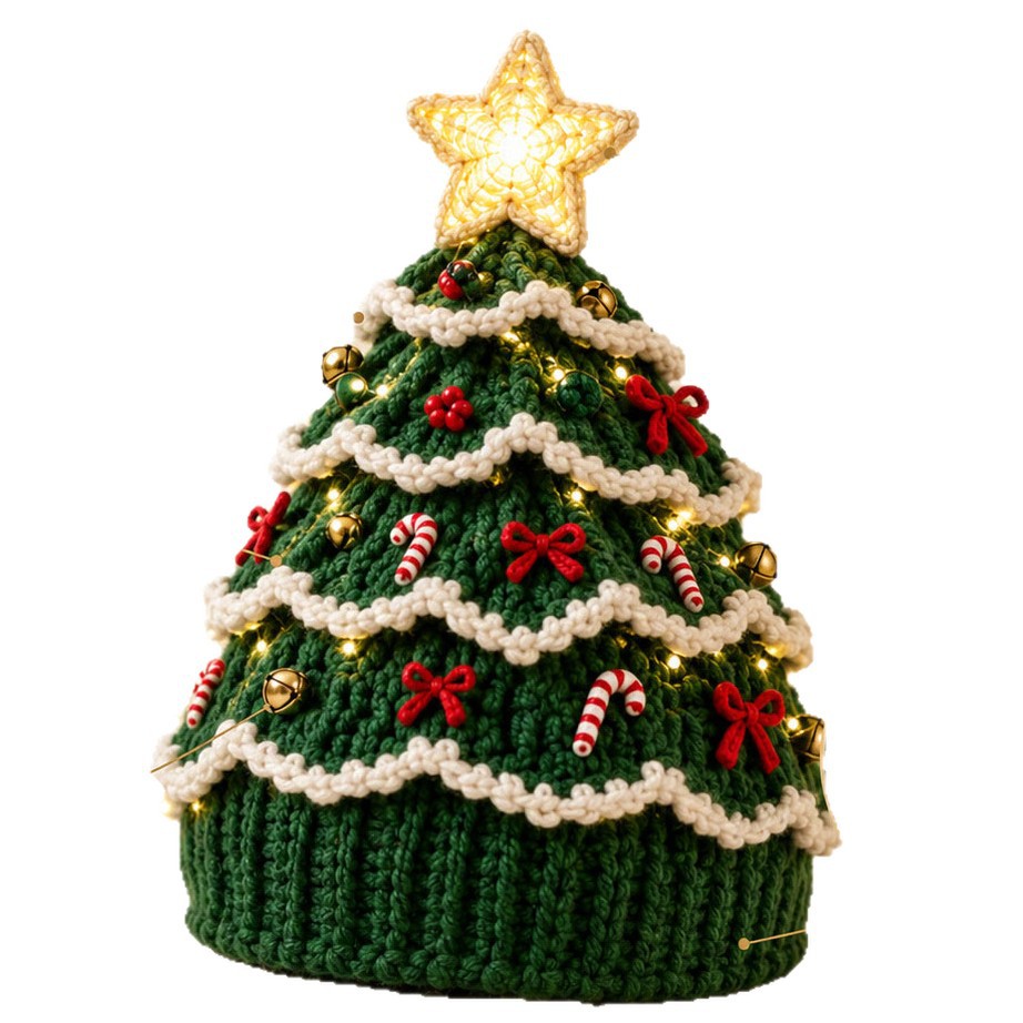 🔥Black Friday Deals 49% OFF--🎄Complete Light-Up Christmas Tree Crochet Hat DIY Kit