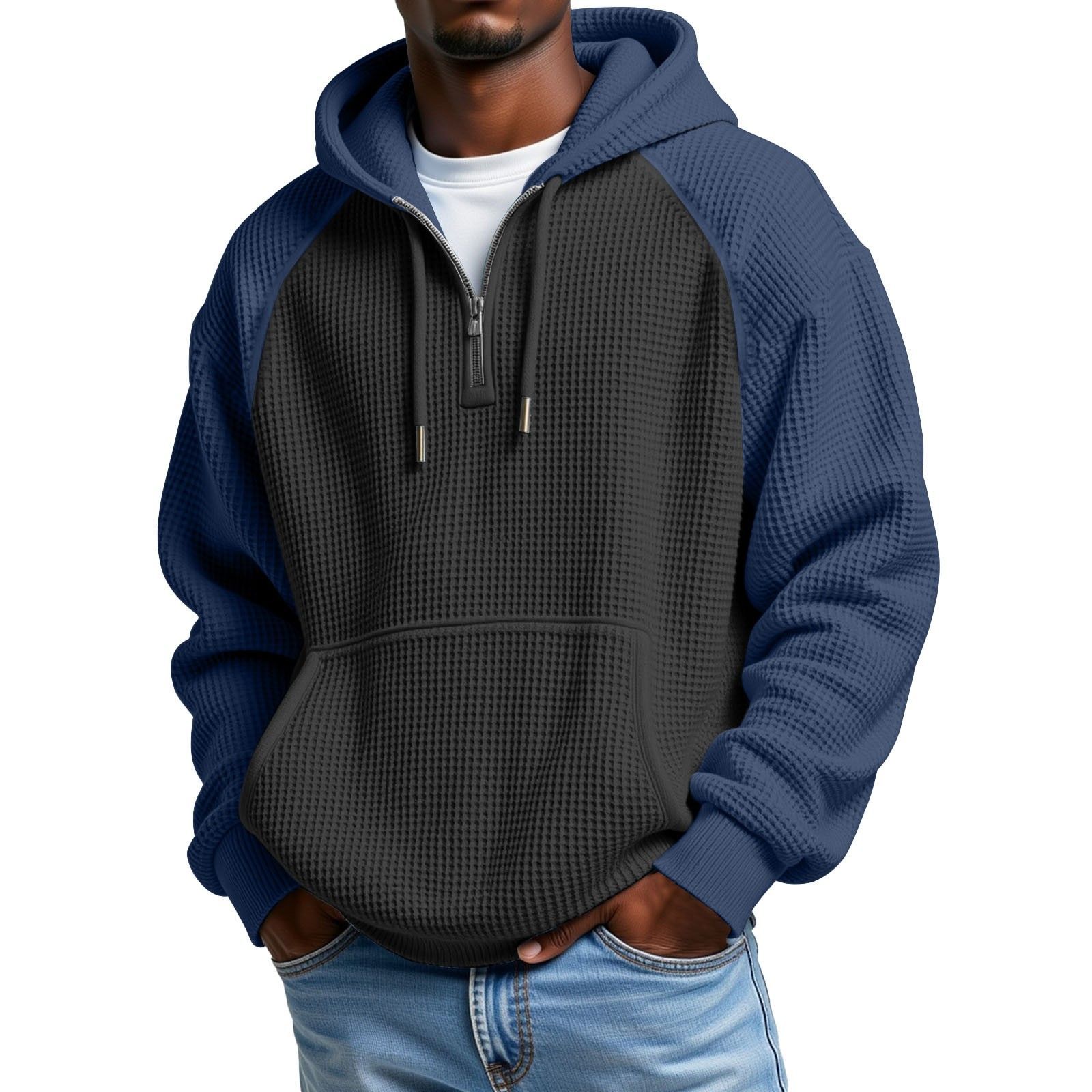 Grey and teal colorblock hoodie