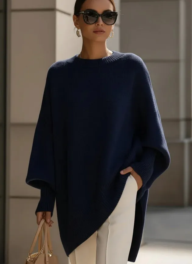 Women's Cozy LooseAsymmetrical HemSweater