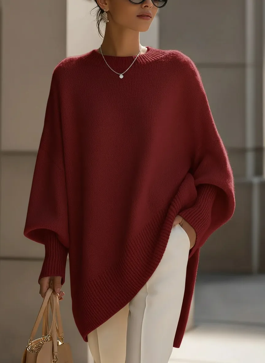 Women's Cozy LooseAsymmetrical HemSweater
