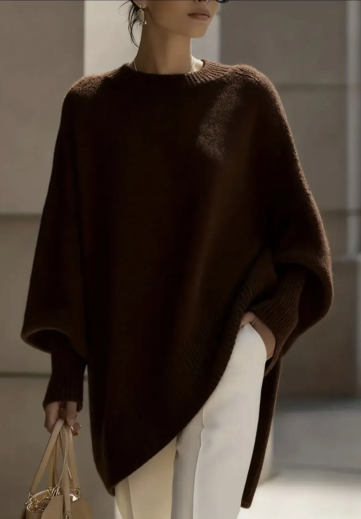 Women's Cozy LooseAsymmetrical HemSweater