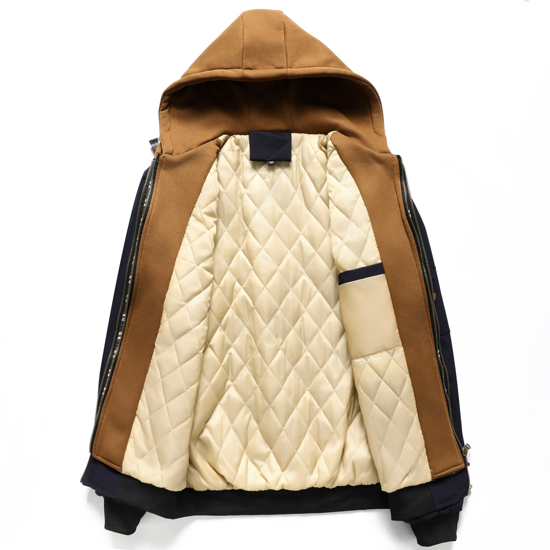 2026 New Arrival Men’s Faux Two-Piece Quilted Hooded Jacket