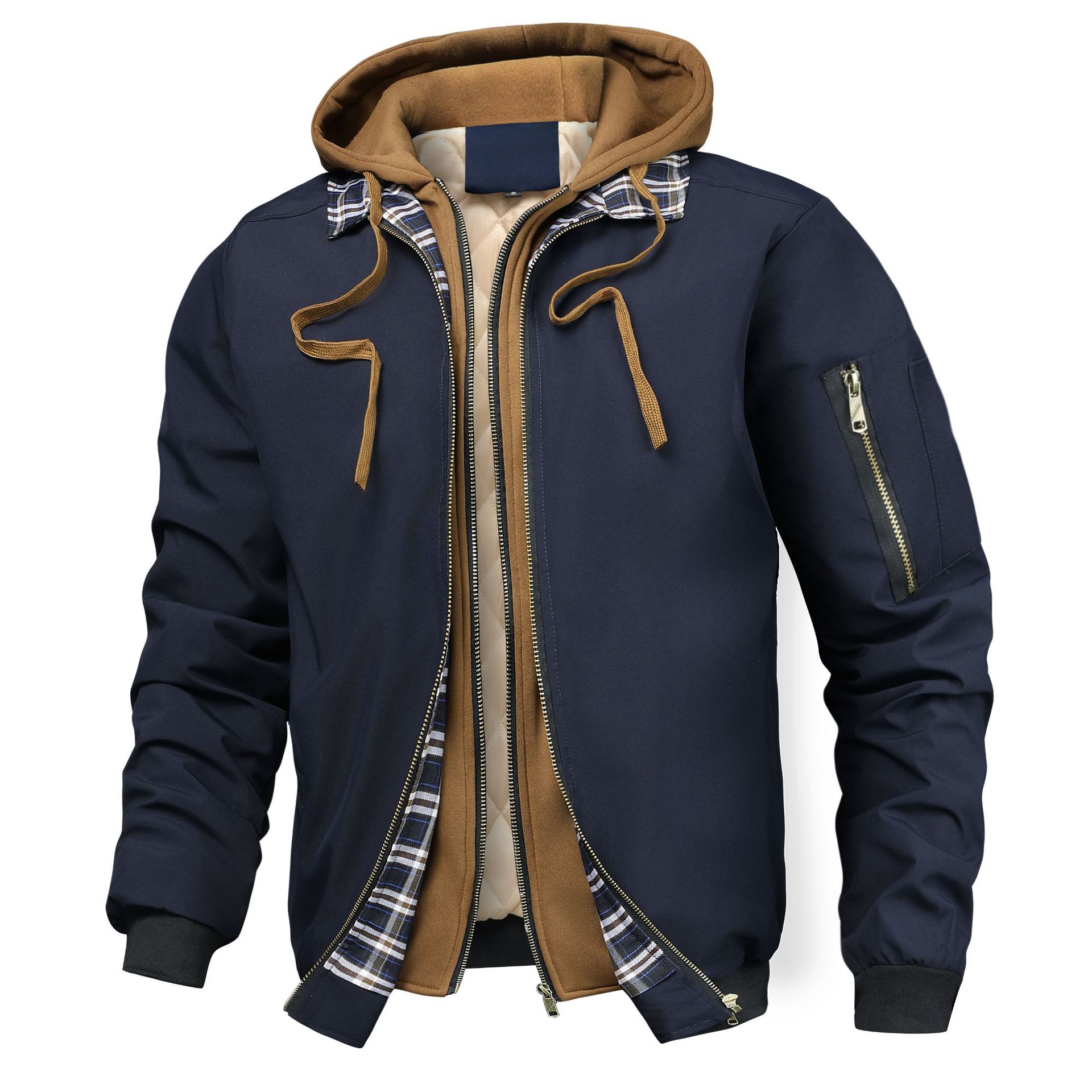 2026 New Arrival Men’s Faux Two-Piece Quilted Hooded Jacket
