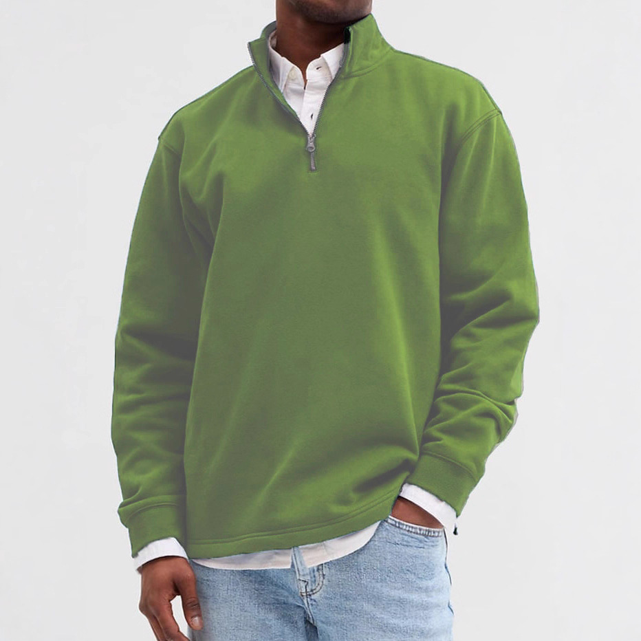 Men's Relaxed Quarter-Zip Stand-Collar Sweatshirt