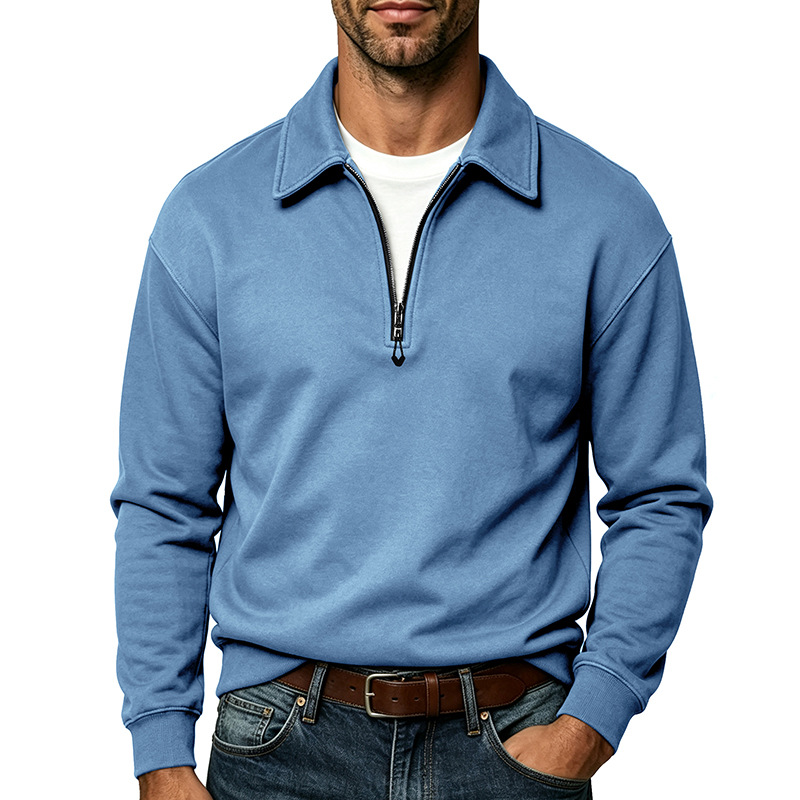 Men's Relaxed Quarter-Zip Polo Sweatshirt