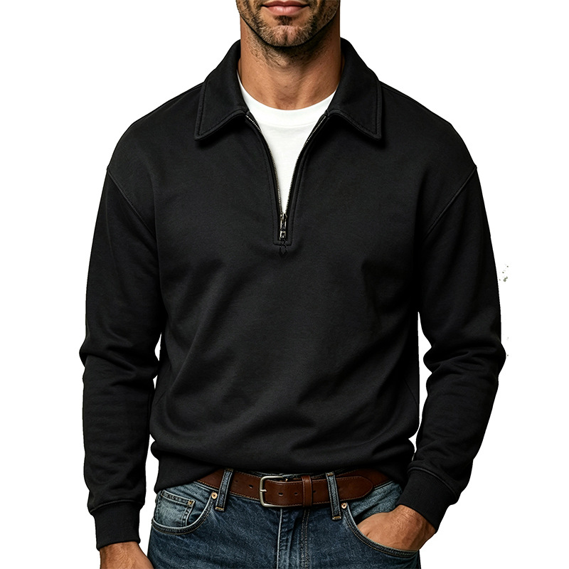 Men's Relaxed Quarter-Zip Polo Sweatshirt